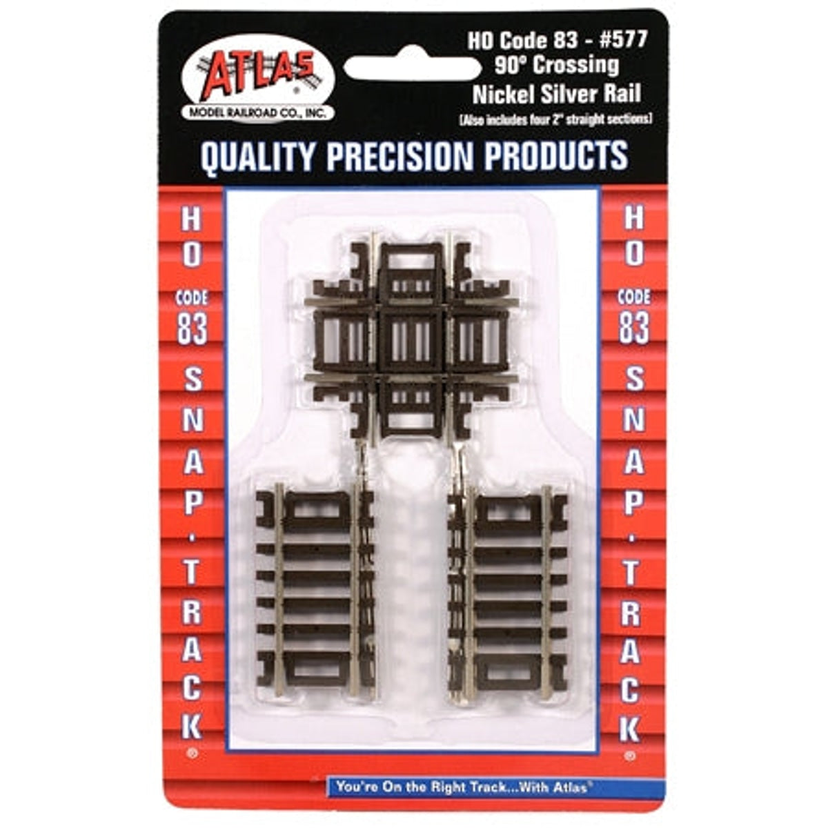 Atlas 577 HO Code 83 Crossing 90 Degrees Brown Ties Nickel Silver (Includes Four 2