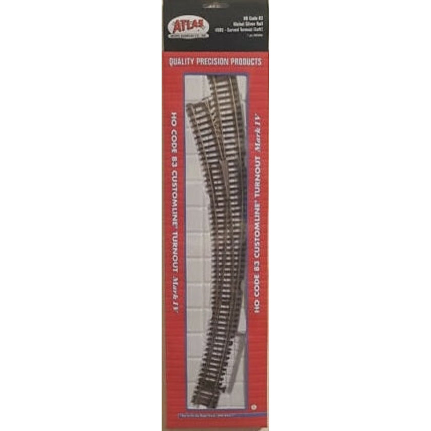 Atlas 595 HO Code 83 Customline Mark IV Curved Turnout Left Hand Inside Radius 22