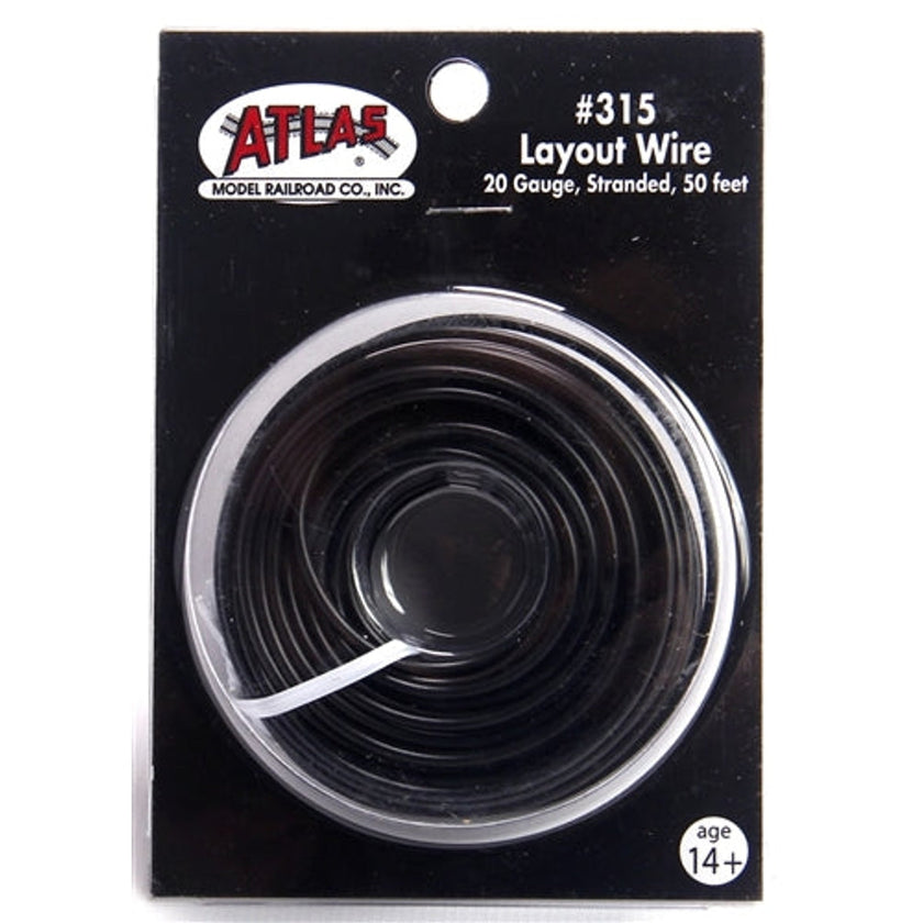 Atlas Layout Wire 20 Gauge Stranded 50' (15.2m) Black