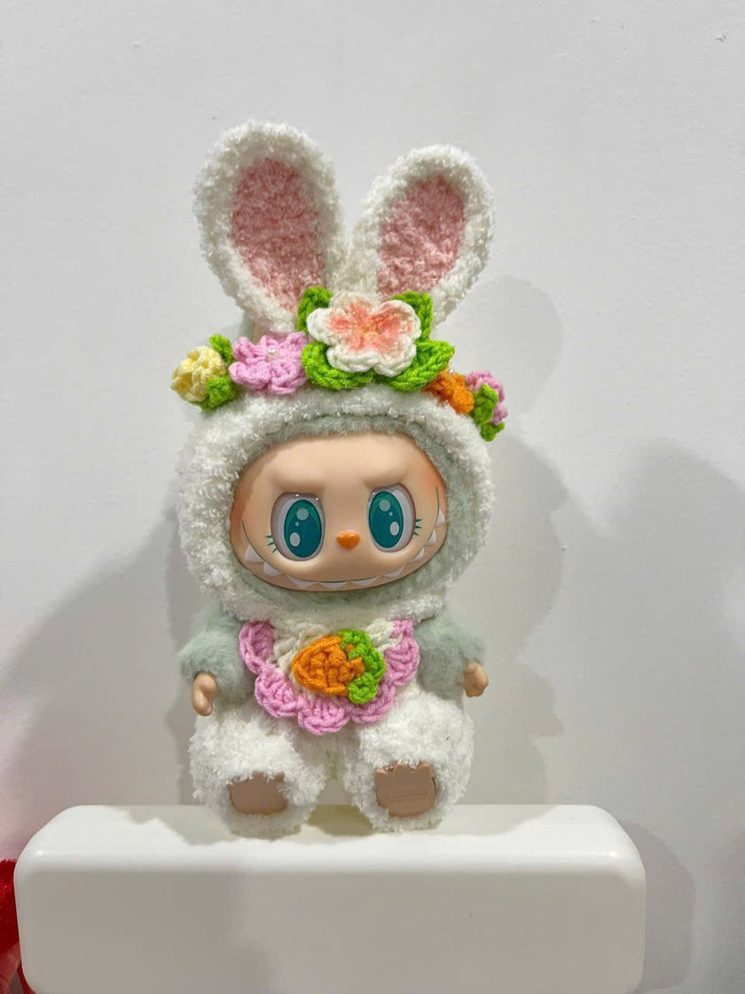 Handmade Labubu Outfit – White Bunny