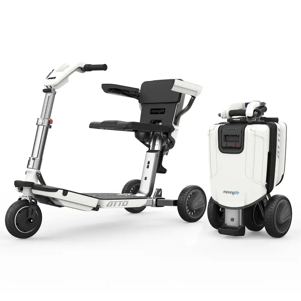 Moving Life ATTO Mobility Scooter with Cushion & Mobile Holder | Foldable Travel Scooter Bundle Canada