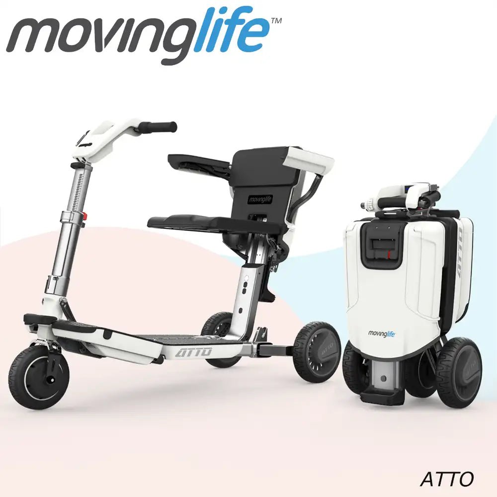 Moving Life ATTO Mobility Scooter with Cushion & Mobile Holder | Foldable Travel Scooter Bundle Canada