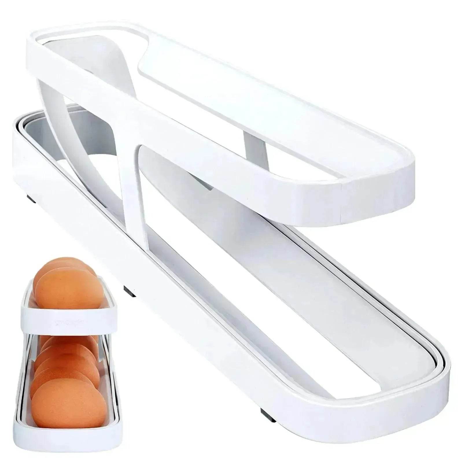 Egg Dispenser For Kitchen Gadgets - Automatic Scrolling Egg Rack Holder Storage - Box Egg Basket Container Organizer Rolldown Refrigerator,