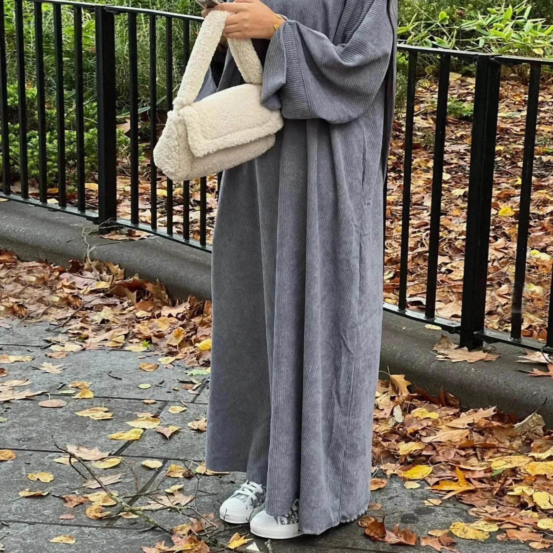 Autumn And Winter Casual Cardigan Abaya Dress for Arab Dubai Turkey Middle East Women