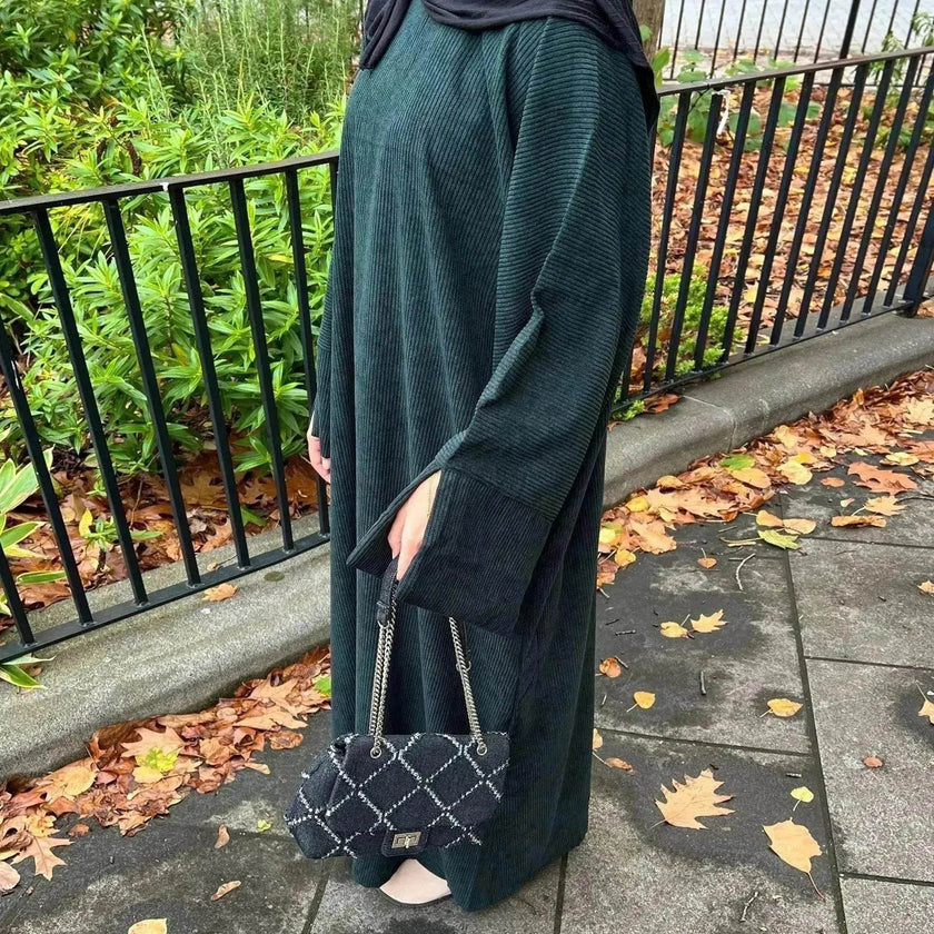 Autumn And Winter Casual Cardigan Abaya Dress for Arab Dubai Turkey Middle East Women