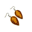 Autumn Leaf Earrings, Mismatched Mix and Match Dangles Mustard Maroon Green