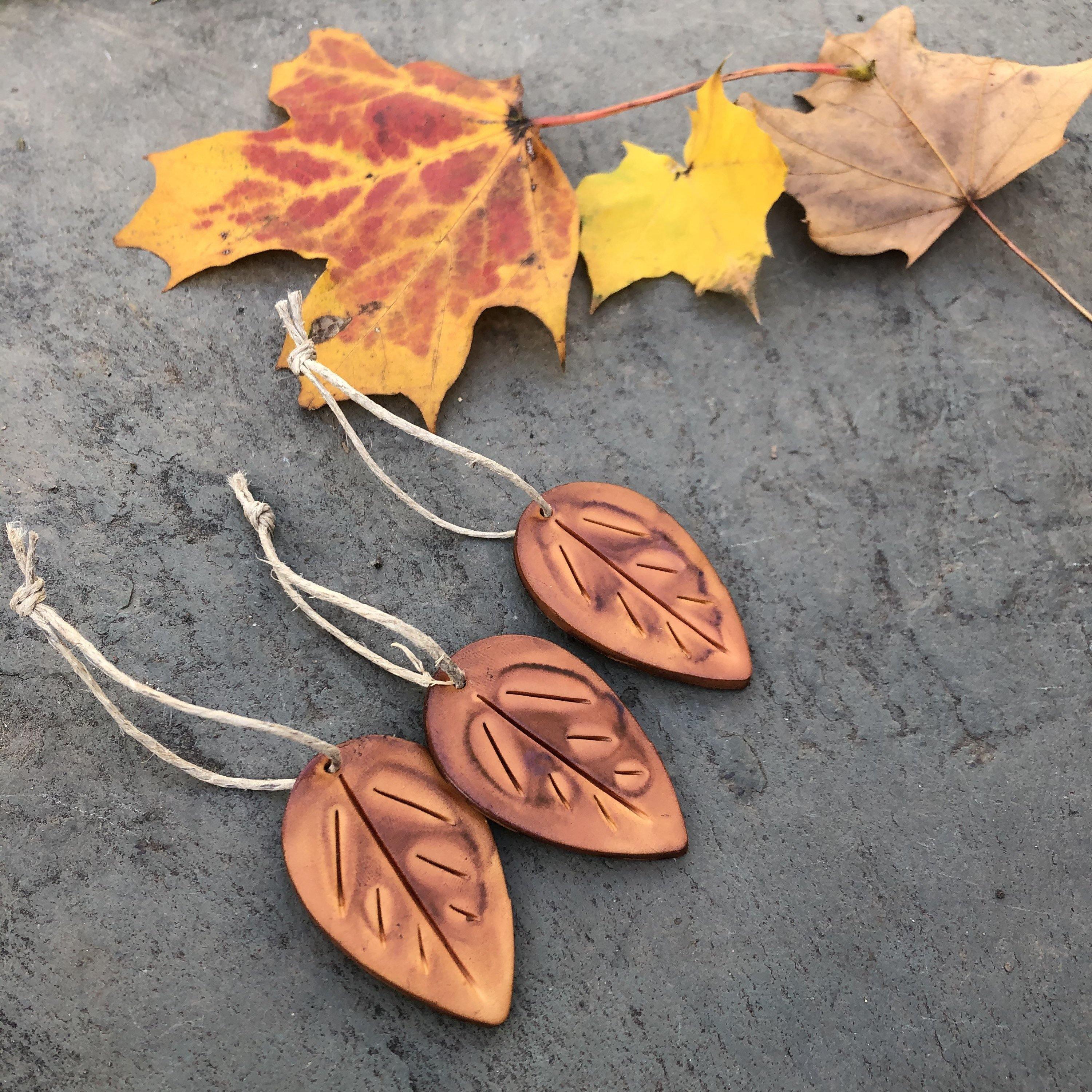 Autumn Leaf Ornaments, Rustic Fall Décor or Christmas Tree Decoration