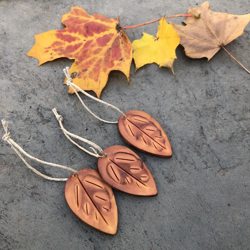 Autumn Leaf Ornaments, Rustic Fall Décor or Christmas Tree Decoration
