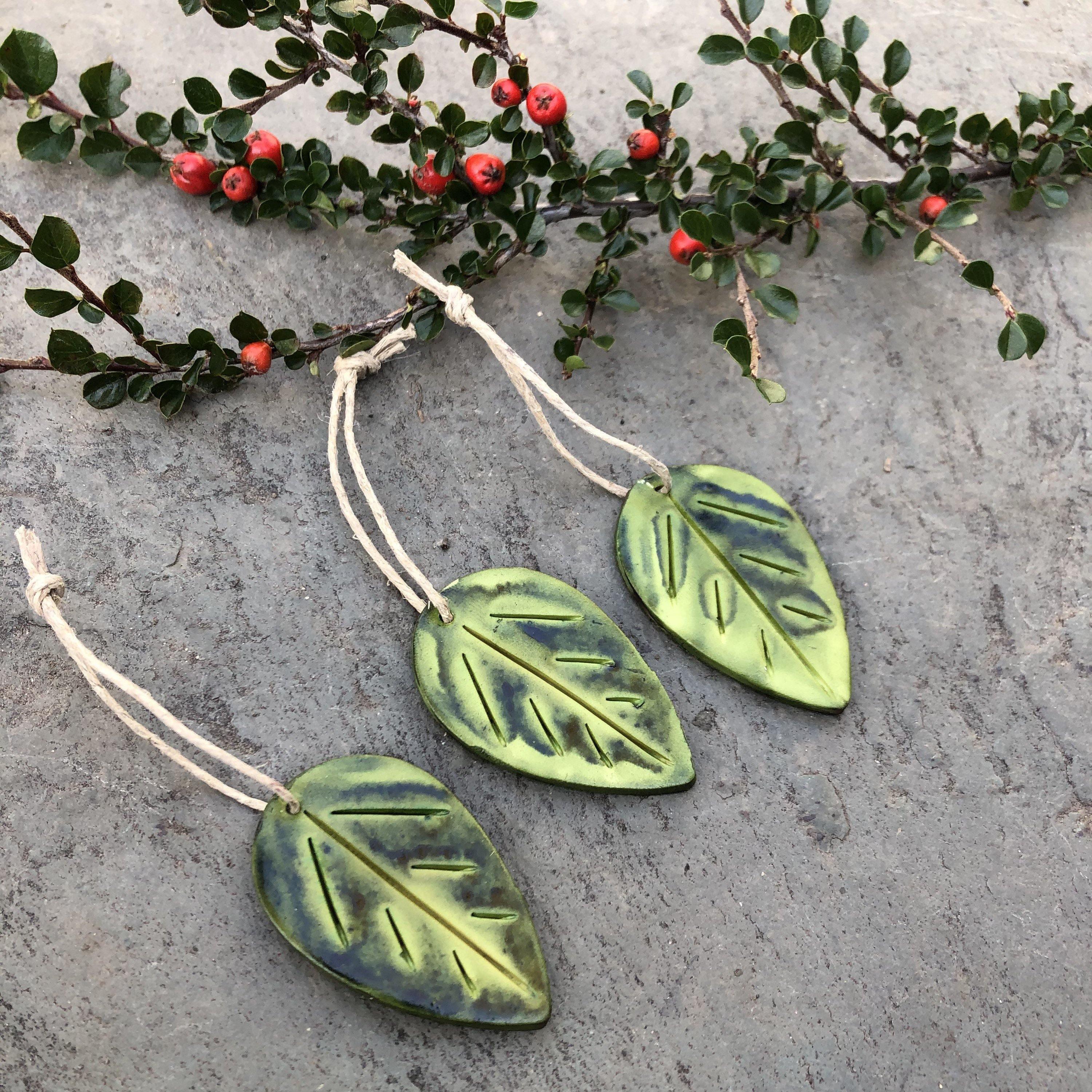 Autumn Leaf Ornaments, Rustic Fall Décor or Christmas Tree Decoration