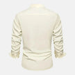 Autumn Solid Color Stand Collar Casual Long Sleeve Cotton And Linen Men's Shirt