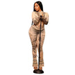 Autumn Women's Street Digital Printed Charming Mesh See-through Tight Jumpsuit
