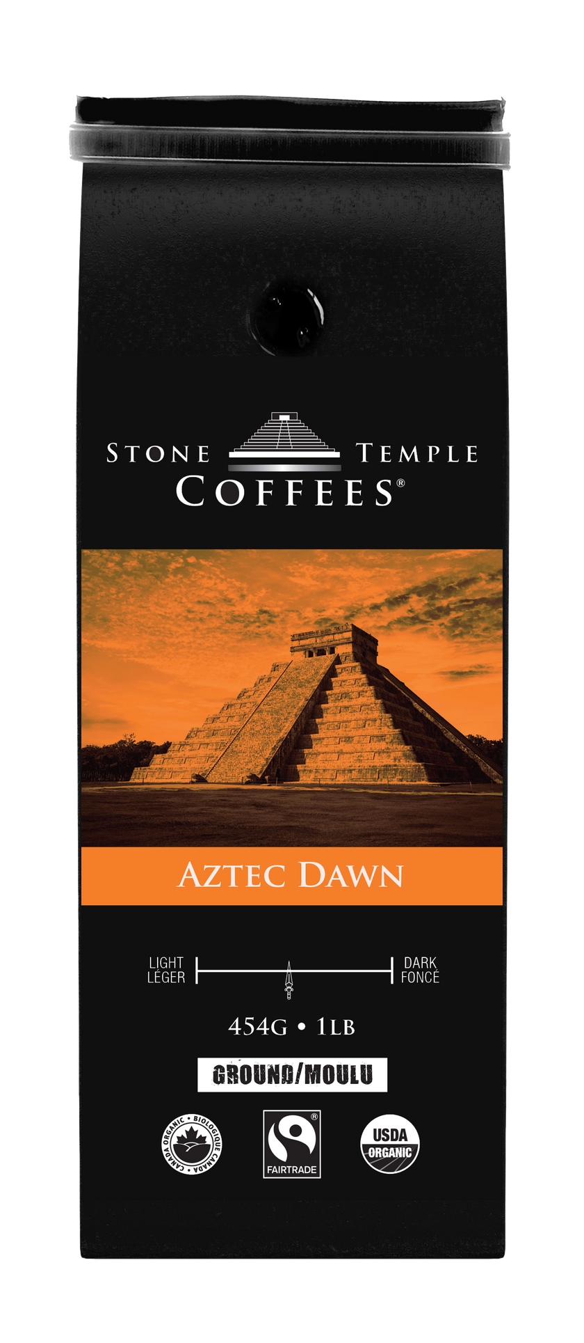 Aztec Dawn - Ground, Light Roast, Certified Organic OCIA/ Fairtrade Coffee 1lb/454g