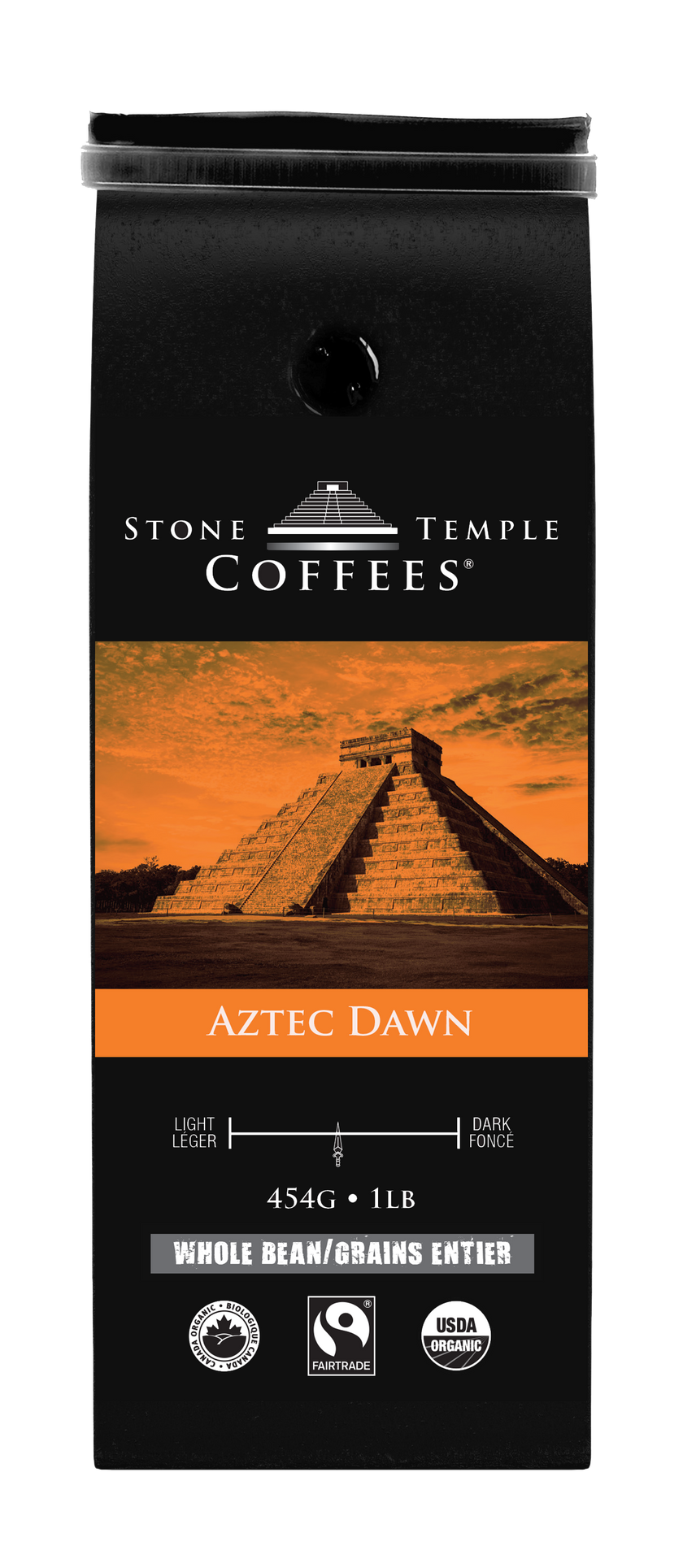 Aztec Dawn - Whole Bean, Light Roast, Certified Organic OCIA/ Fairtrade Coffee 1lb/454g