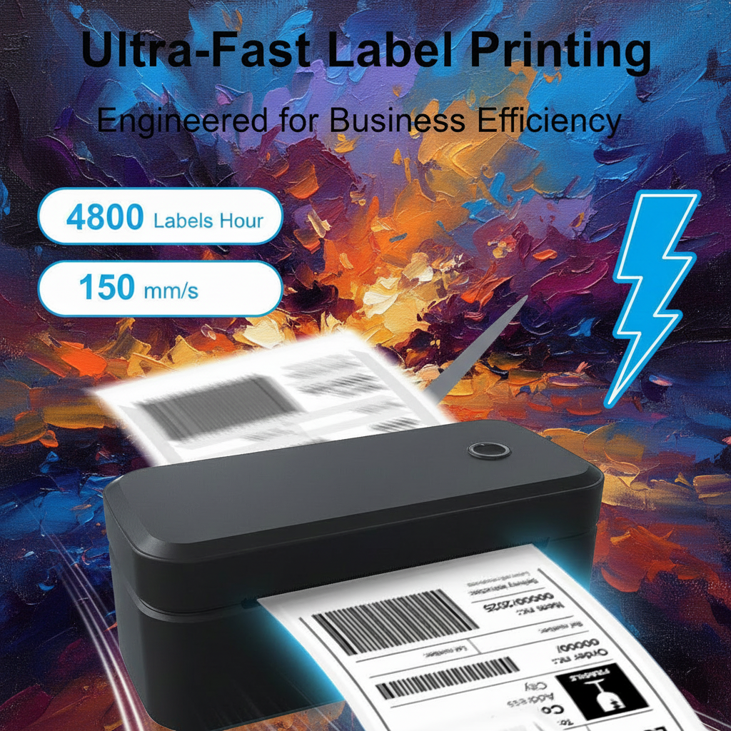 4-Inch Portable Wireless Thermal Label Printer – Black & White, Multi-Plug (AU/EU/UA/US)