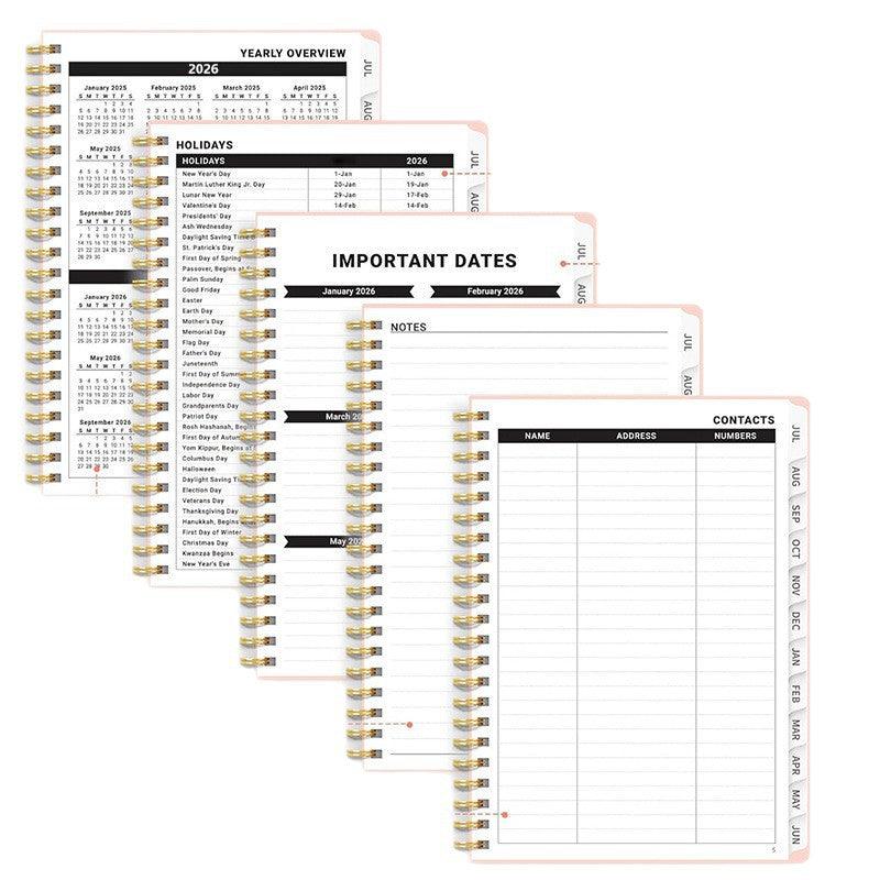 A5 Coil Planner Notebook 2026 – Spiral Bound Daily Planner in 6 Colours