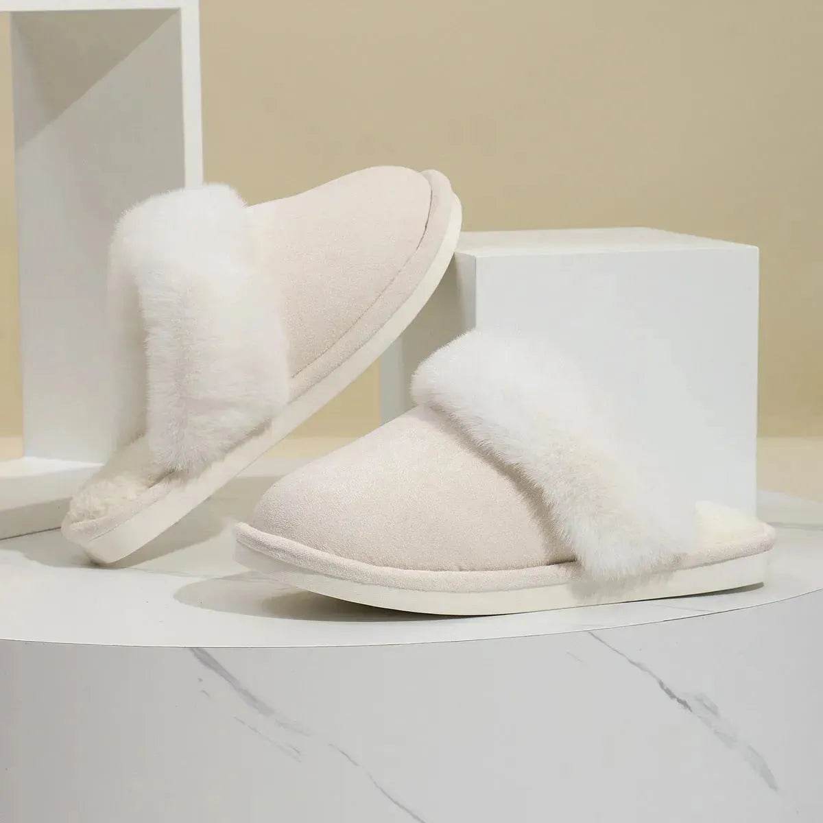 Winter Warm Plush Slippers for Women and Men, Non-Slip Fuzzy House Shoes