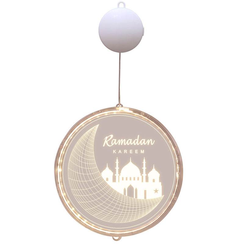 Acrylic Moon Castle Eid Al Fitr Ramadan Hanging Lamp Battery