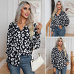 Leopard Print Lantern Sleeve Blouse Shirt top for Women