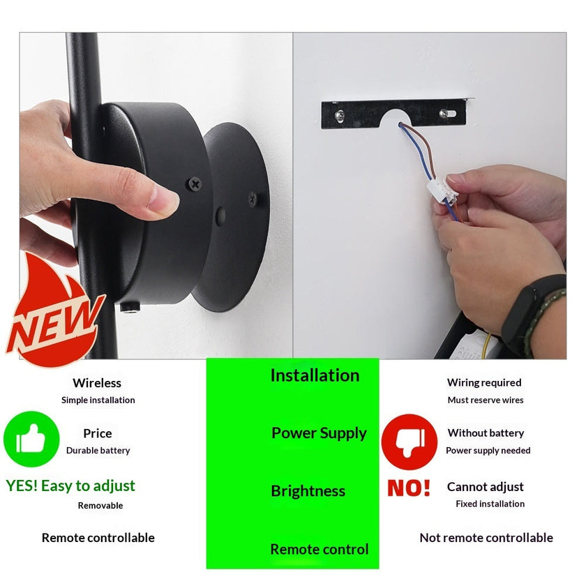 Magnetic Rechargeable Wireless Wall Light – Remote Control Corridor & Bedside Lamp (50cm, Black or Gold)