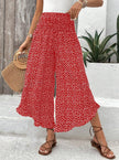Women's Floral Smocked High Waist Wide Leg Palazzo Pants – Boho Casual Trousers S–XXL