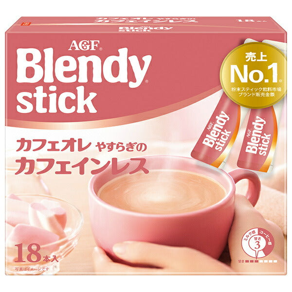AGF ブレンディ スティック カフェオレ やすらぎのカフェインレス (7.7g×18本)×6箱入【日本出荷】