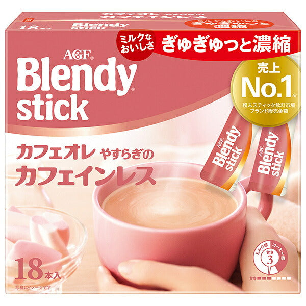 AGF Blendy Stick Cafe au Lait Relaxing Decaf (7.7g x 18 sticks) x 6 boxes [Ships from Japan]