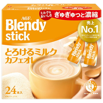 AGF Blendy Stick Melt-in-Your-Mouth Milk Café au Lait (9.3g x 24 sticks) x 6 boxes [Ships from Japan]