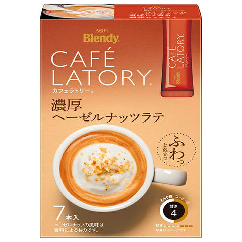 AGF Blendy Cafe Latry Stick Riche Noisette Latte (10,5 g x 7 bouteilles) x 24 boîtes 