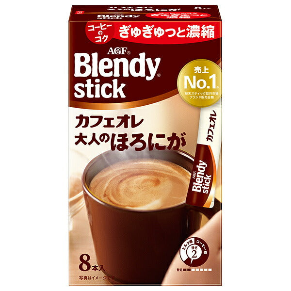 AGF Blendy Stick Café au Lait pour Adultes (8g x 8 sticks) x 24 boîtes 
