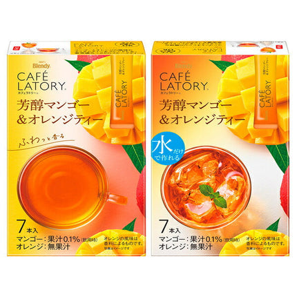 AGF Blendy Cafe Latory Stick Rich Mango & Orange Tea (6.5g x 7 sticks) x 24 boxes 