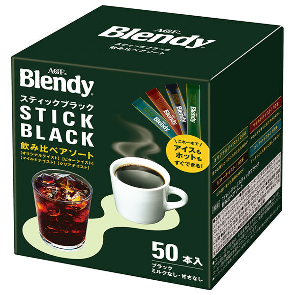Assortiment de saveurs noires AGF Blendy Stick (2 g x 50 bâtonnets) x 12 boîtes 