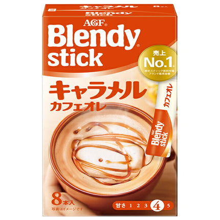 AGF Blendy Caramel Café au Lait Instant Coffee Sticks, Creamy & Rich, 8.3 g x 8 Sticks x 24 Boxes [Ships from Japan]