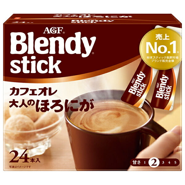 AGF Blendy Adult Bittersweet Cafe au Lait Instant Coffee Sticks (7.5 g x 24 Sticks) x 6 Boxes [Ships from Japan]