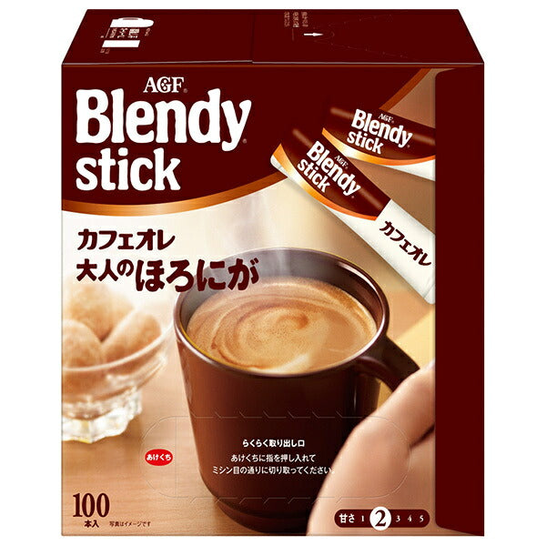 AGF Blendy Stick Café au Lait Rich & Gently Bitter Instant Coffee Mix, 100 Sticks x 4 Boxes [Ships from Japan]