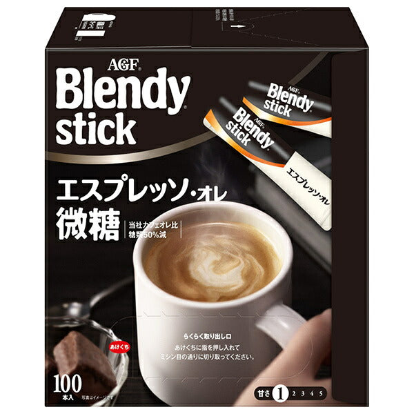 AGF Blendy Stick Espresso Au Lait - Lightly Sweetened Instant Coffee Mix, 5.8 g x 100 Sticks x 4 Boxes [Ships from Japan]