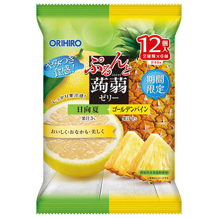 オリヒロ ぷるんと蒟蒻ゼリー 日向夏+ゴールデンパイン (20gパウチ×12個)×12袋入