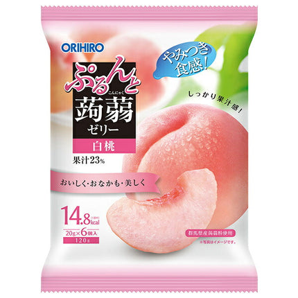 Orihiro Purunto Konnyaku Jelly White Peach 20g pouch x 6 pieces x 24 bags [Shipped in Japan]