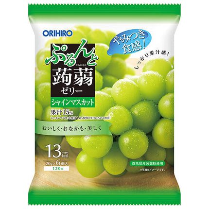 Orihiro Purunto Konnyaku Jelly Shine Muscat (20g pouches x 6 pieces) x 24 bags [Shipped in Japan]