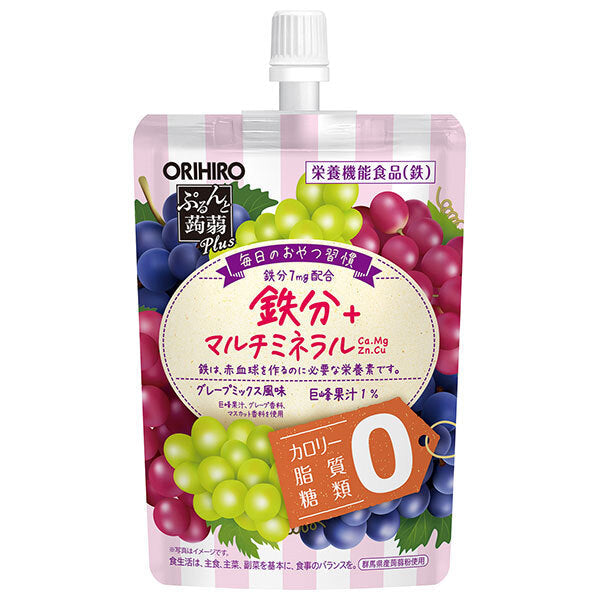 Orihiro Purunto Konnyaku Plus Grape Mix Flavor 130g pouch x 48 pieces [Shipped in Japan]