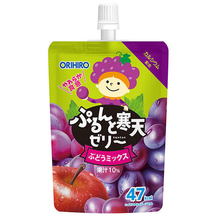 ORIHIRO Purunto Agar Jelly Grape Mix 130g Pouch x 48 Pieces 