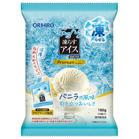 Orihiro Purunto Freeze Ice Cream Premium Vanilla (18g x 10 pieces) x 12 bags [shipped in Japan]