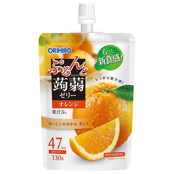Orihiro Purunto Konnyaku Jelly Orange 130g pouch x 48 pieces [Shipped in Japan]