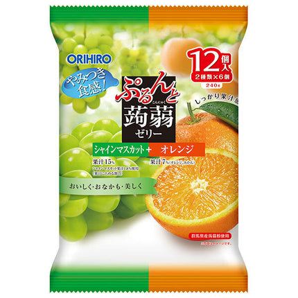 Orihiro Purunto Konnyaku Jelly Shine Muscat + Orange (20g pouch x 12 pieces) x 12 bags [Shipped in Japan]