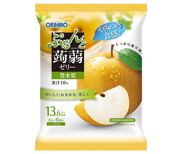 ORIHIRO Purunto Konjac Jelly, Hosui Pear (20g pouch x 6 pieces) x 24 bags 