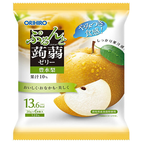 Orihiro Purunto Konjac Jelly Hosui Pear (6 x 20 g Pouches) x 24 Bags [Ships from Japan]