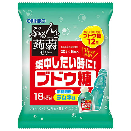 Orihiro Purunto Konnyaku Jelly Glucose (Ramune Flavor) (20g pouches x 6 pieces) x 24 bags [Shipped in Japan]