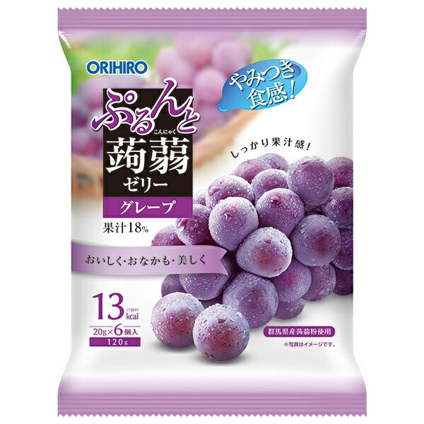 [Expiration date 2026.07 or later] Orihiro Purunto Konnyaku Jelly Grape (20g pouches x 6 pieces) x 24 bags [Shipped in Japan]