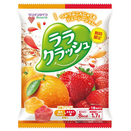 Mannan Life Lala Crush Assortment Wenzhou Mikan & Amaou Strawberry (24g x 8 pieces) x 12 bags [Shipped in Japan]
