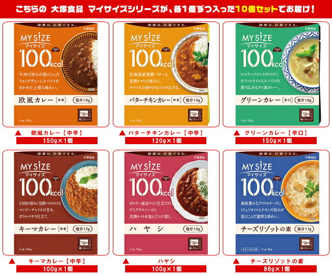 Otsuka Foods My Size 100kcal 10 Types Assortment Set 10 Pieces [Shipped in Japan]