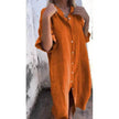 Women's Cotton Linen Shirt Dress – Loose Casual Button-Down A-Line Dress